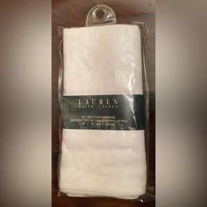 2 SETS OF 4 - Ralph Lauren Gwenivere White Cotton Napkins (19” x 19”) - NEW